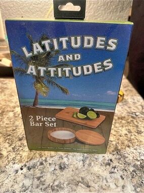 Latitudes and Attitudes 2 Piece Bar Set Blue & Brown